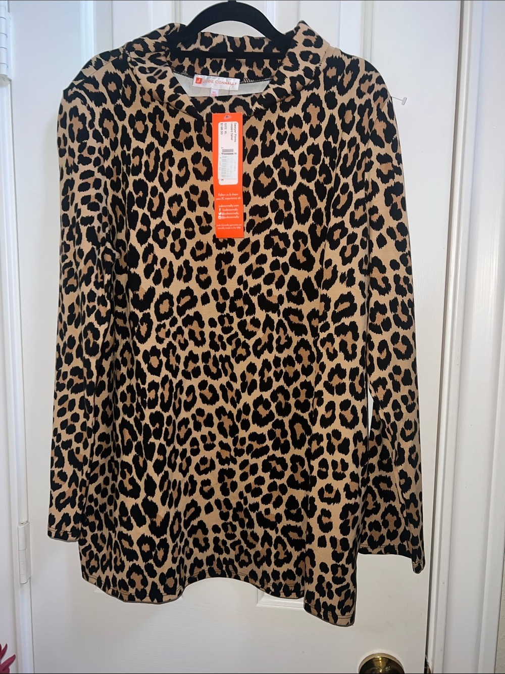 NWT Jude Connally Sawyer Ponte Top in Leopard Camel XL